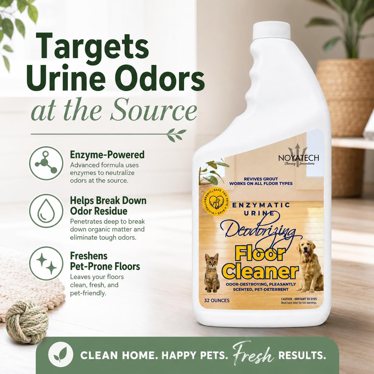Noyatech pet odor eliminator on hardwood floor