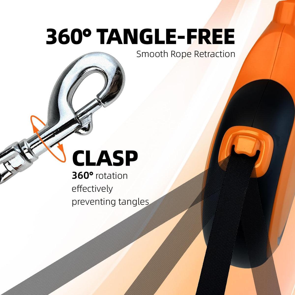 NexLogi retractable leash showing one-handed thumb brake control