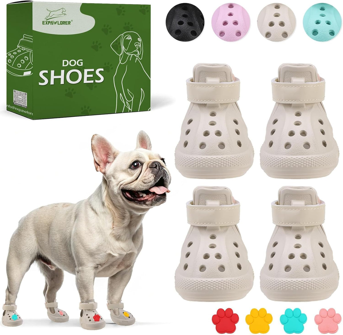 Expawlorer EVA dog shoes beige front view
