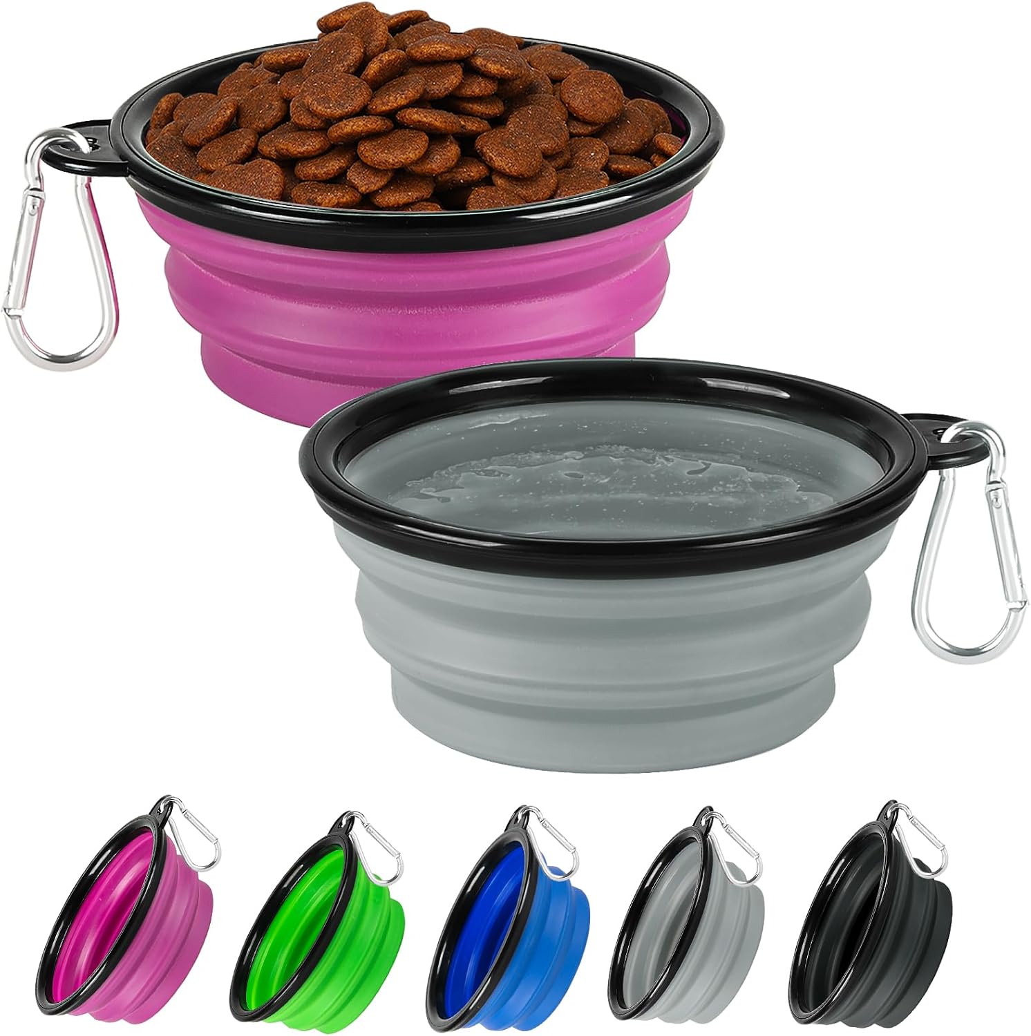 Hoscape collapsible dog bowl two pack front view portable travel dishes
