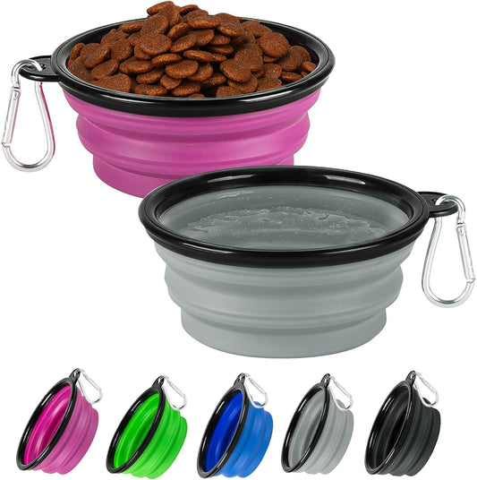 Hoscape collapsible dog bowl two pack front view portable travel dishes