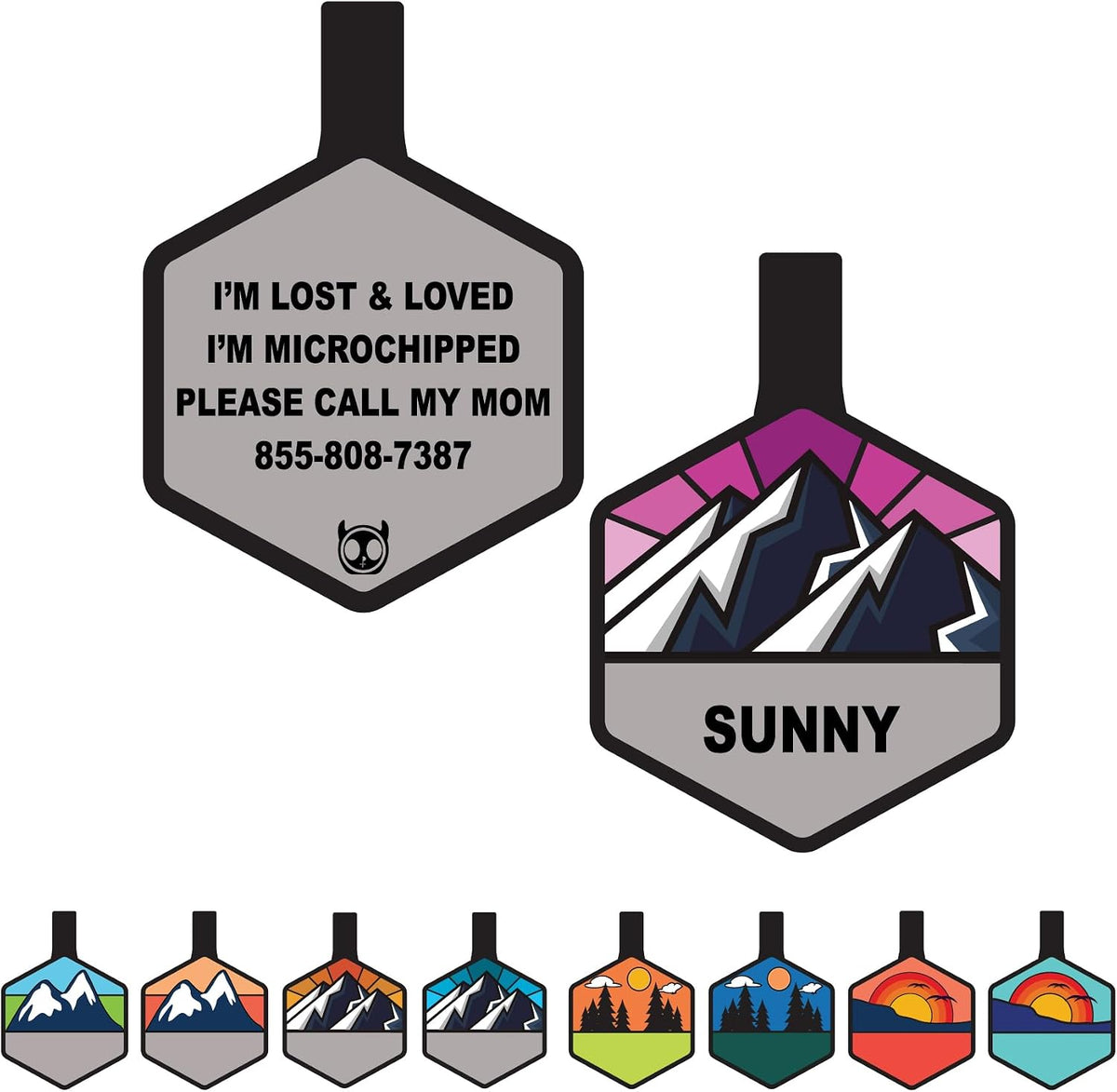 Silent Dog Tag Personalized with 5 Lines of Custom Deep Engraved Durable Soundless Silicone Pet ID Name Tag Hexagon Forest Night - Image 11