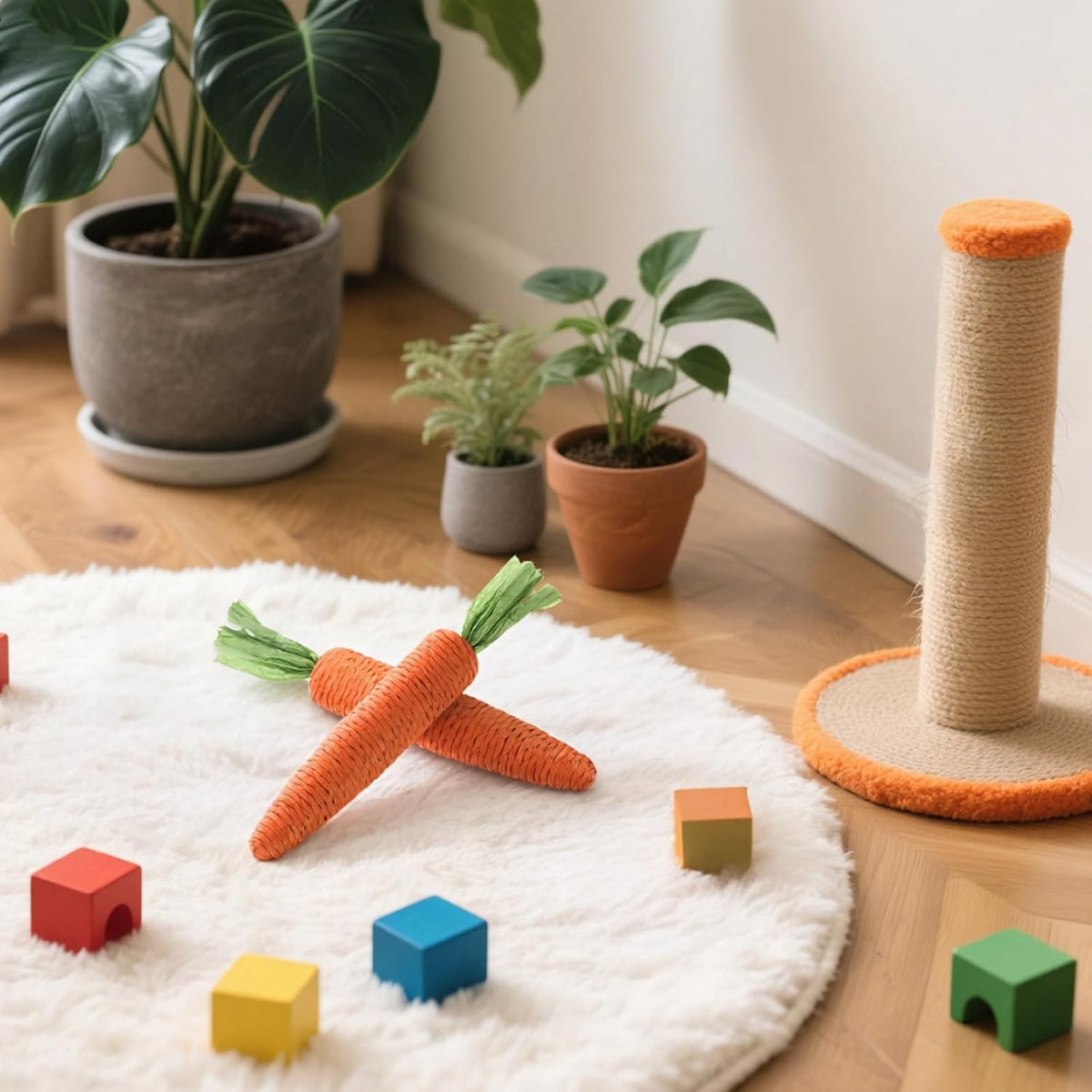 Zyghjort carrot kicker toy from an alternative angle highlighting pet safe design