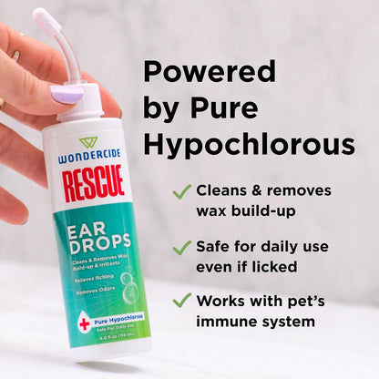 Side profile of Wondercide Rescue 4 oz pet ear care bottle