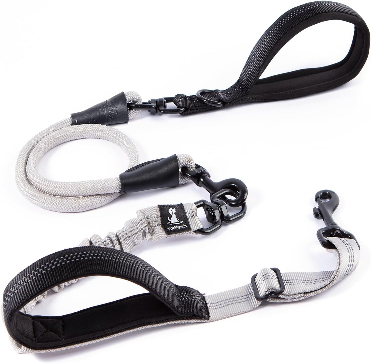 SparklyPets heavy duty twin pet lead showing the shock absorption capability under high tension