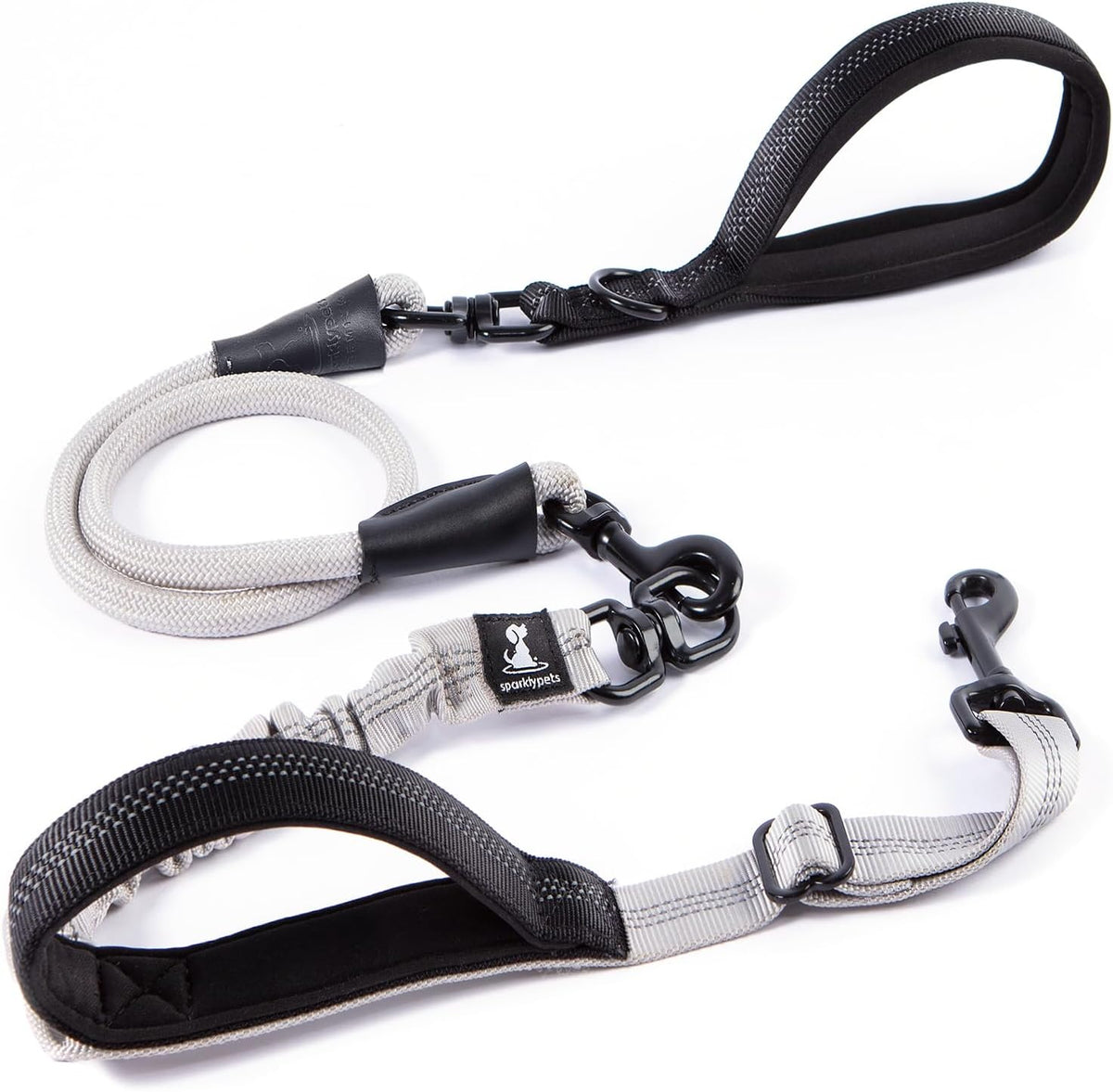 SparklyPets heavy duty twin pet lead showing the shock absorption capability under high tension