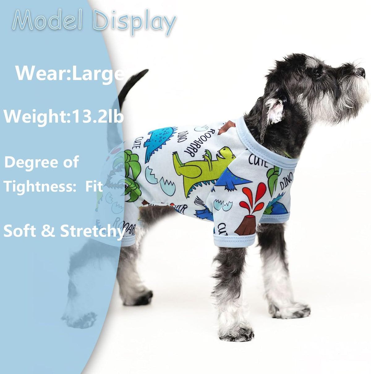 Side view of small dog wearing lightweight spring summer dog clothes for active pets.