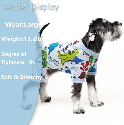 Side view of small dog wearing lightweight spring summer dog clothes for active pets.