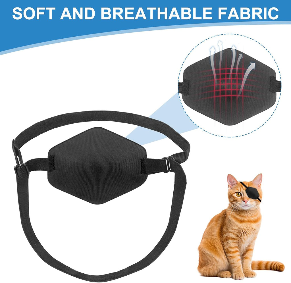 Side view of YeeBeny adjustable feline eye shield highlighting the comfortable elastic strap.