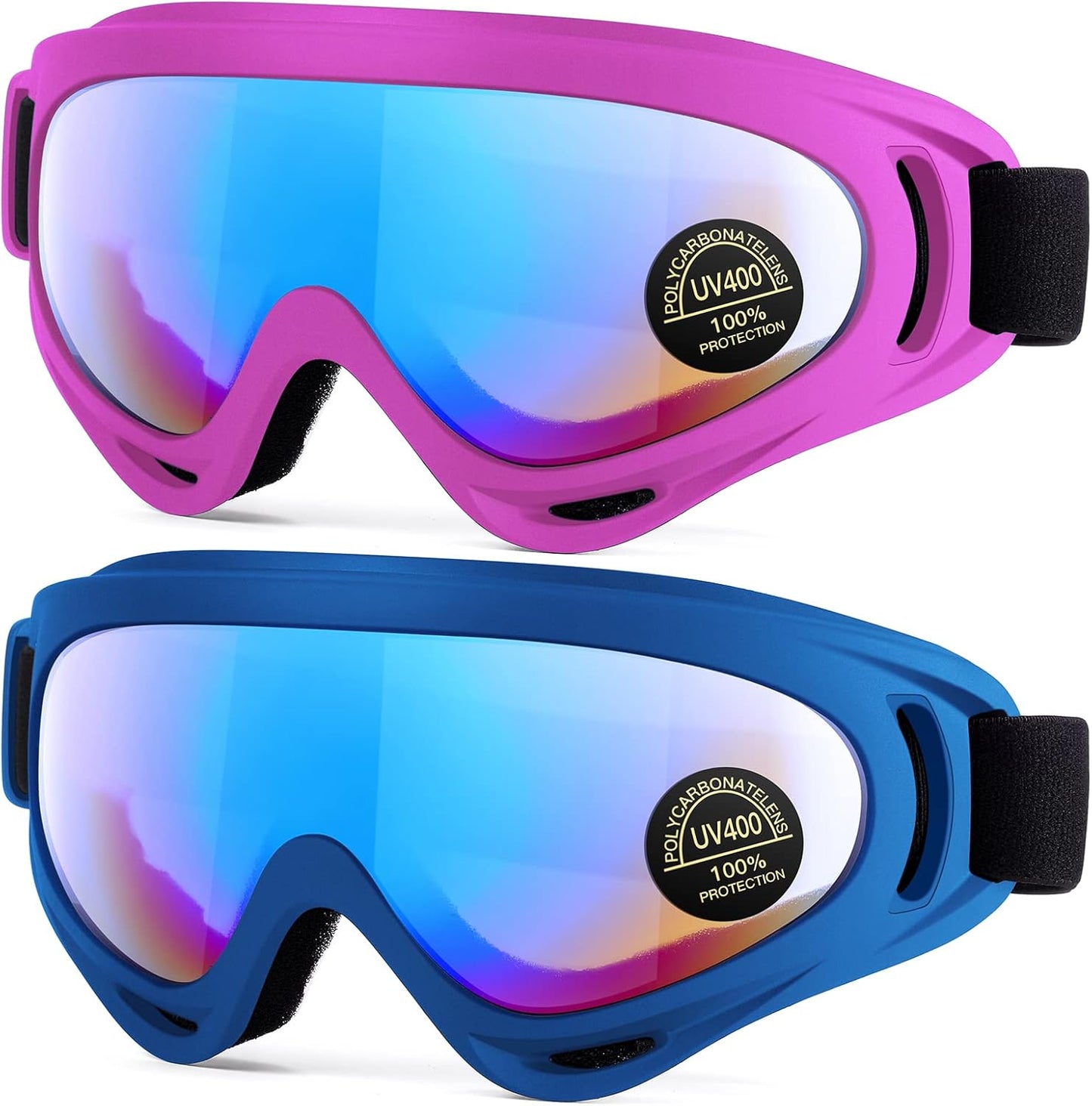 MAMBAOUT 2-Pack Snow Ski Goggles, Snowboard Goggles for Men, Women, Youth, Kids, Boys or Girls - Image 12