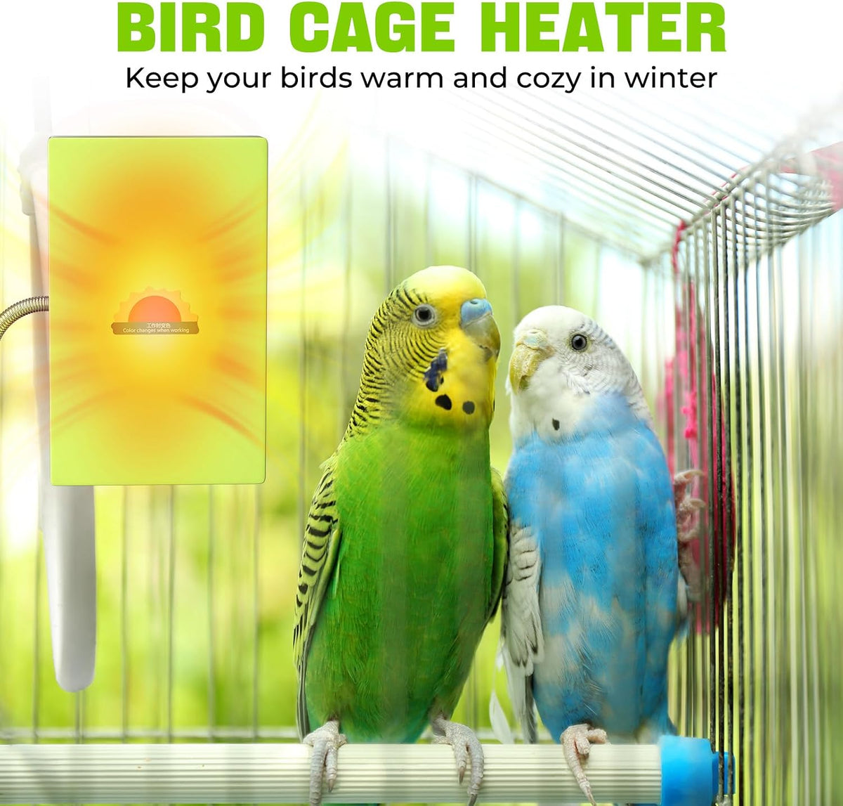 BrightArk cage heating pad demonstrating the metal chew proof cord protection tube.