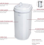 Ubbi pet waste pail showing rubber seal mechanism