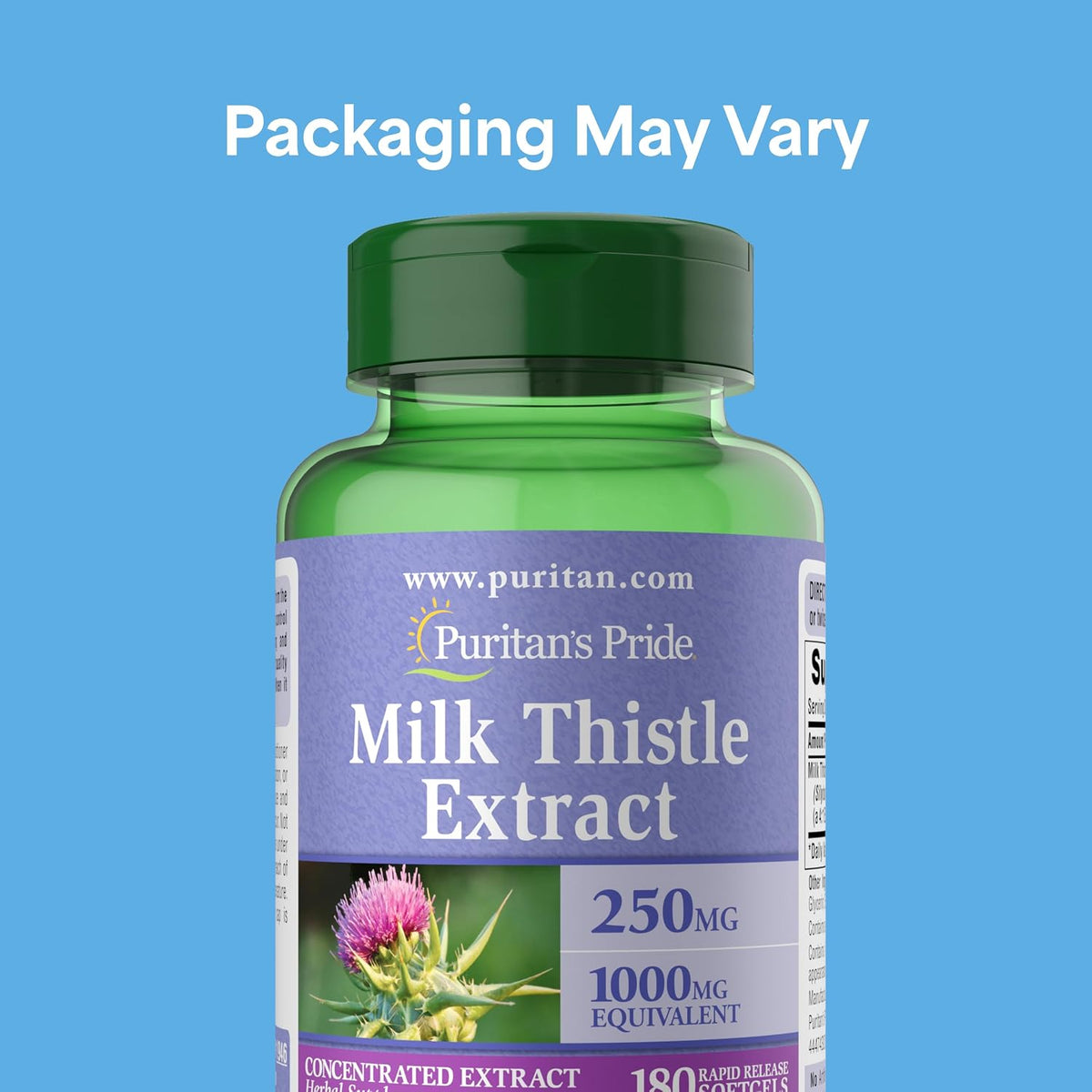 Puritan's Pride Milk Thistle supplement label nutritional facts