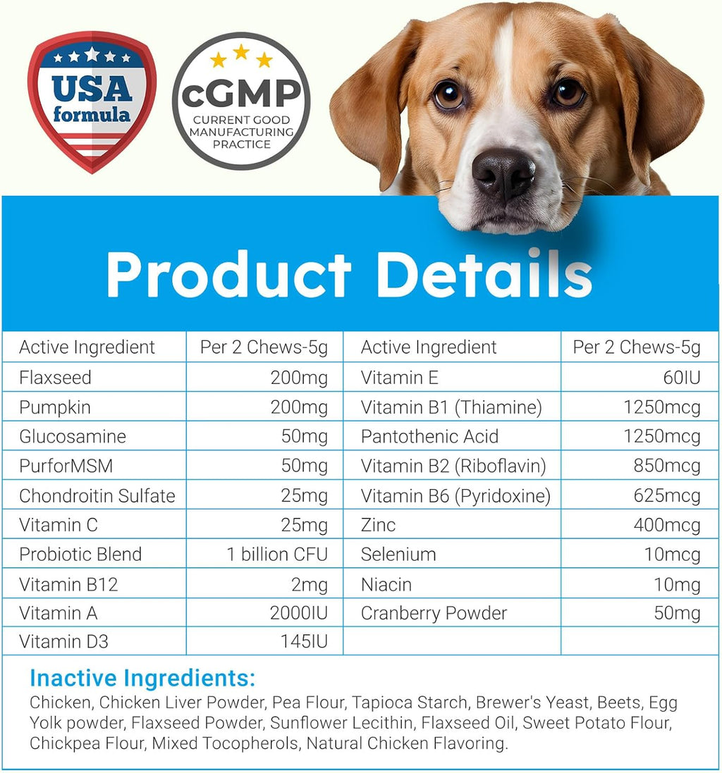 PLSHSBSE omega 3 dog wellness chewables side label details
