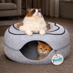 Peekaboo Cat Cave Donut - Cat Tunnel Bed for Indoor Cats - Cute Patterns Hideaway for Multiple & Large Cats, Scratch-Resistant (Dark Gray) - Image 11