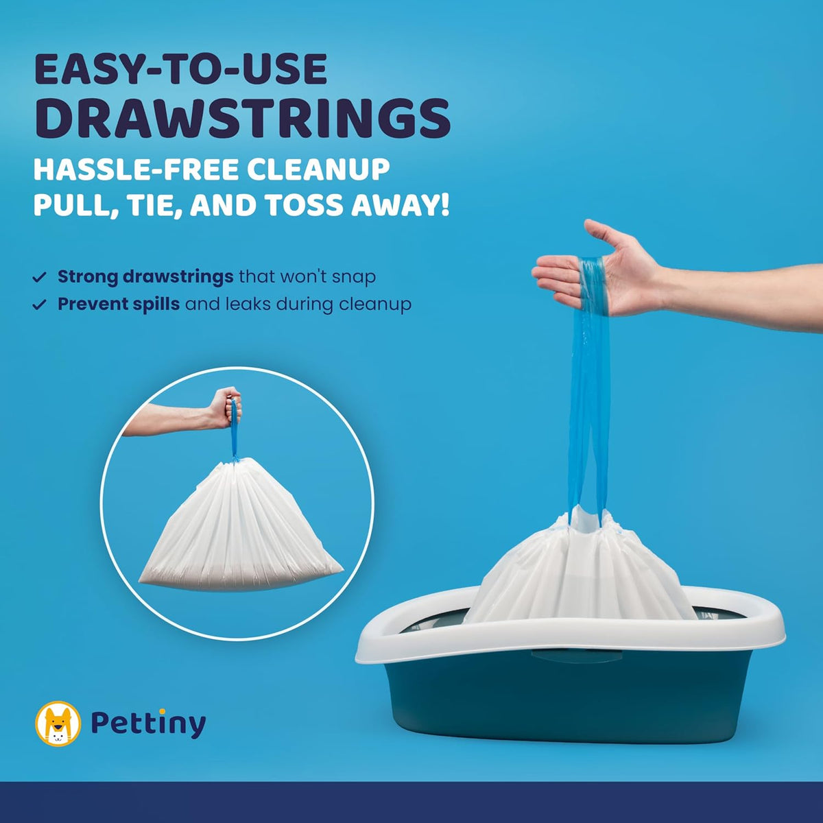 Pettiny scratch resistant litter bag fitted inside a litter tray