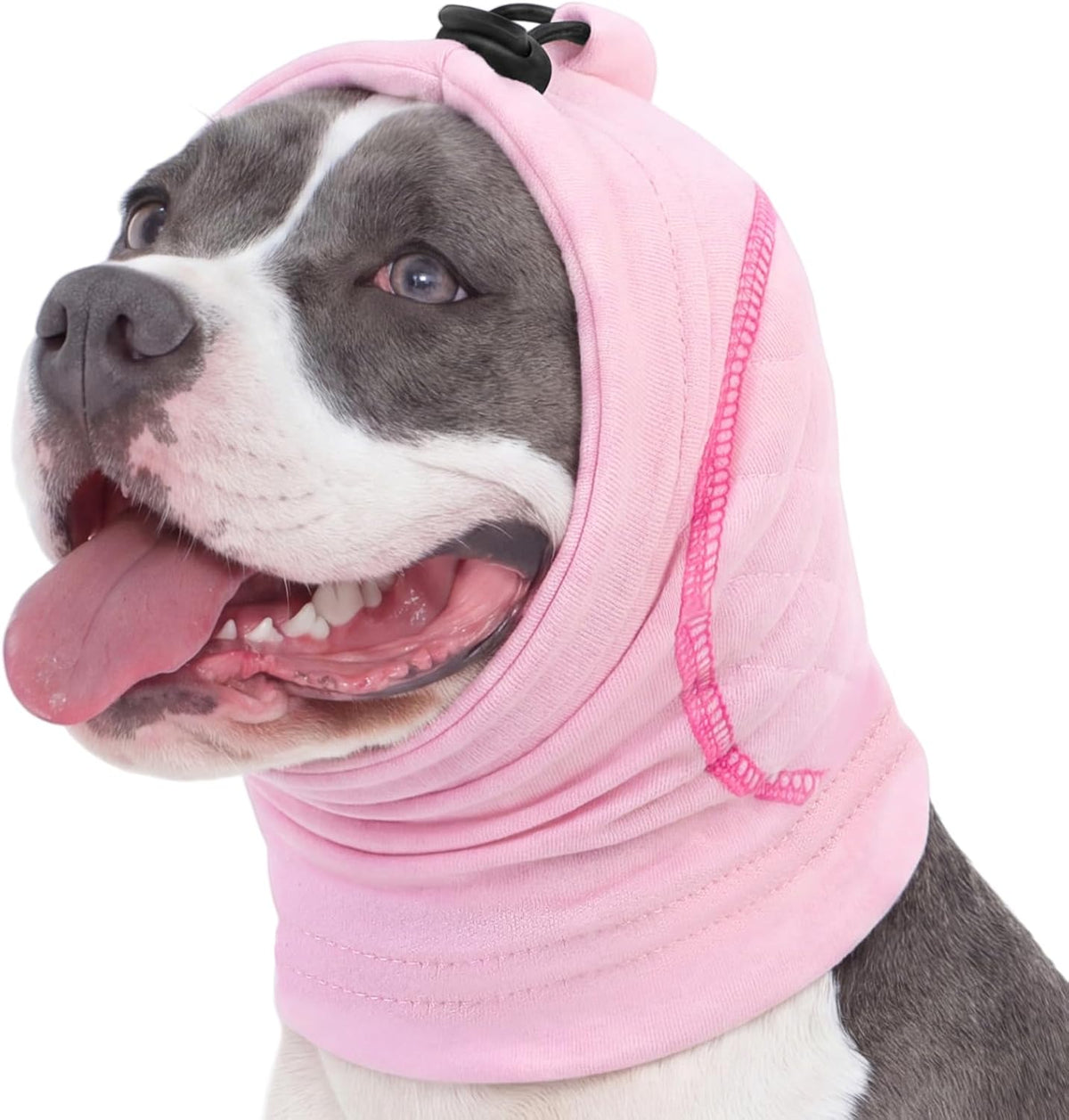 Sunfura no shake ear wraps for dogs front view pink medium calming hoodie
