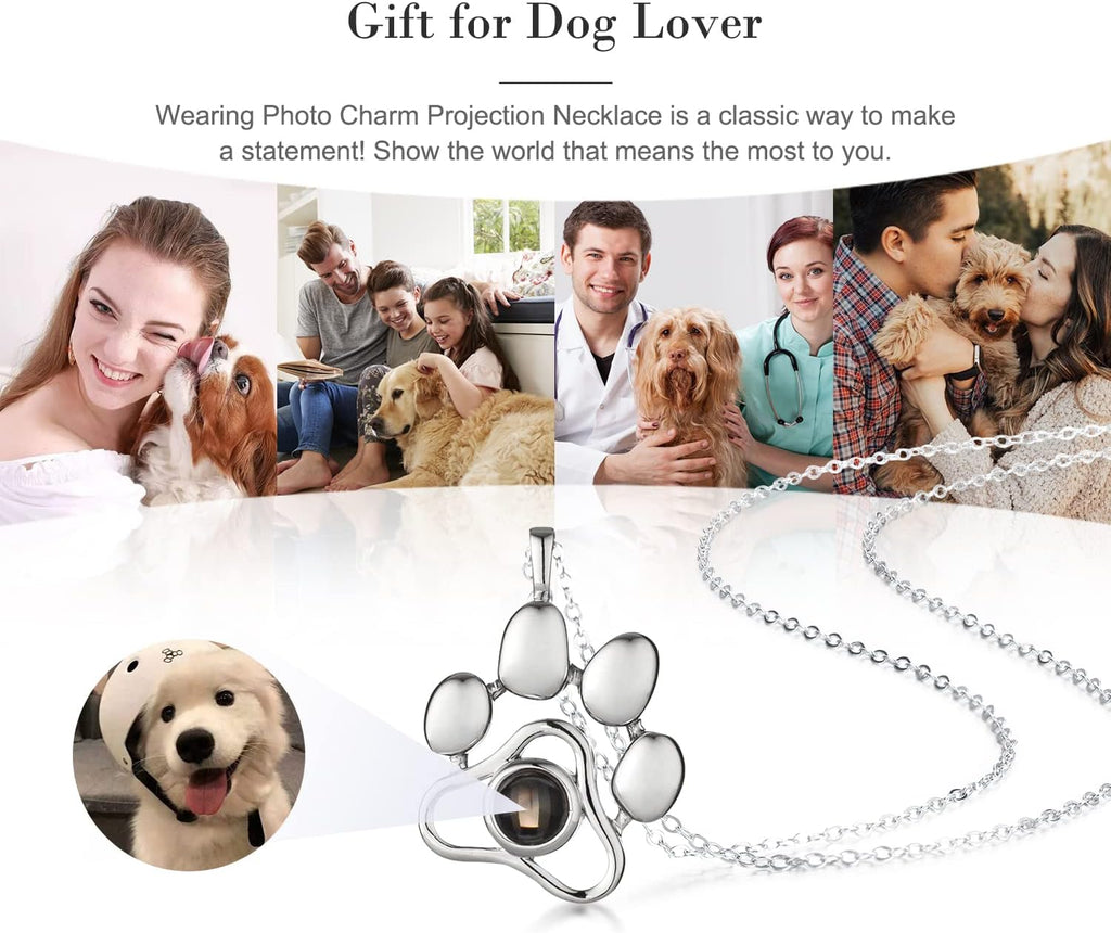 OPALSTOCK Personalized Pet Photo Necklace, Custom Photo Charm Projection Necklace Dog Cat Paw Pendant Pet Memorial Jewelry - Image 9