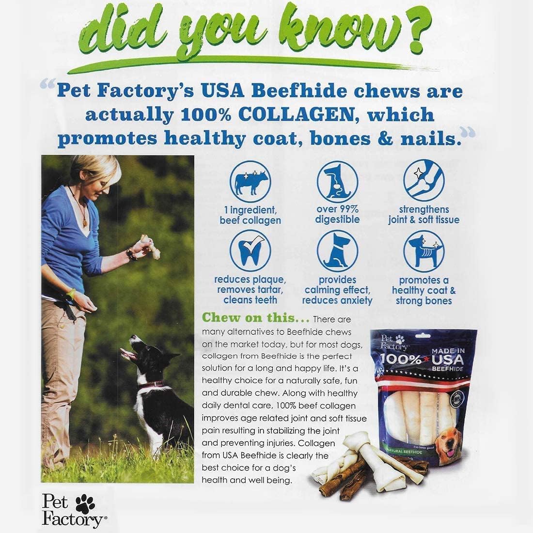 Pet Factory 7in Braided Beefhide Dog Chew Sticks with Peanut Butter Flavor - 100% USA Made Rawhide Chews for Medium Dogs,Long Lasting Dental Health,7 inches,6 Count (Pack of 2) - Image 9