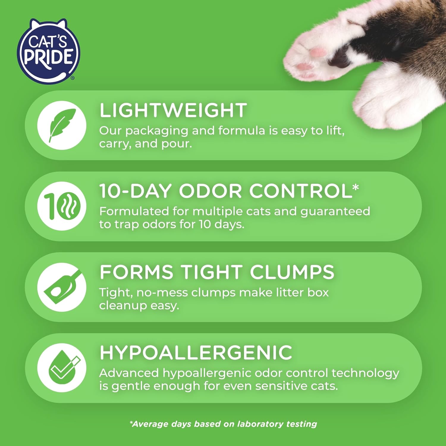 Cat's Pride Complete Care clay cat litter container label details
