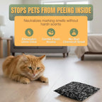 Deterrent bag safeguarding indoor wooden flooring from cat spraying
