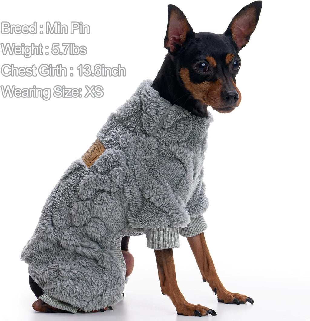 XPUDAC dog pajamas for Chihuahua and Yorkie breeds back view.