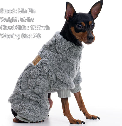XPUDAC dog pajamas for Chihuahua and Yorkie breeds back view.