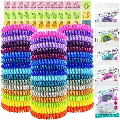 BuggyBands mosquito repellent bracelets and patches front view