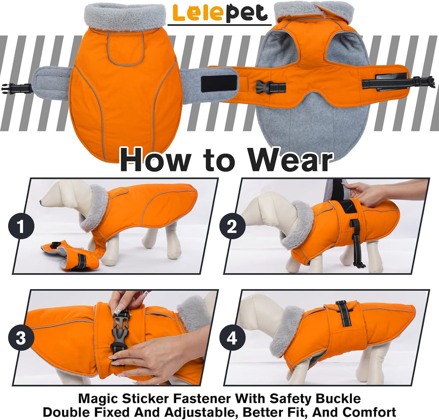 Interior view showing thick fleece lining of dog jacket