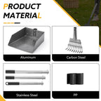 Three section interlocking stainless steel handles showcasing the height adjustable functionality.