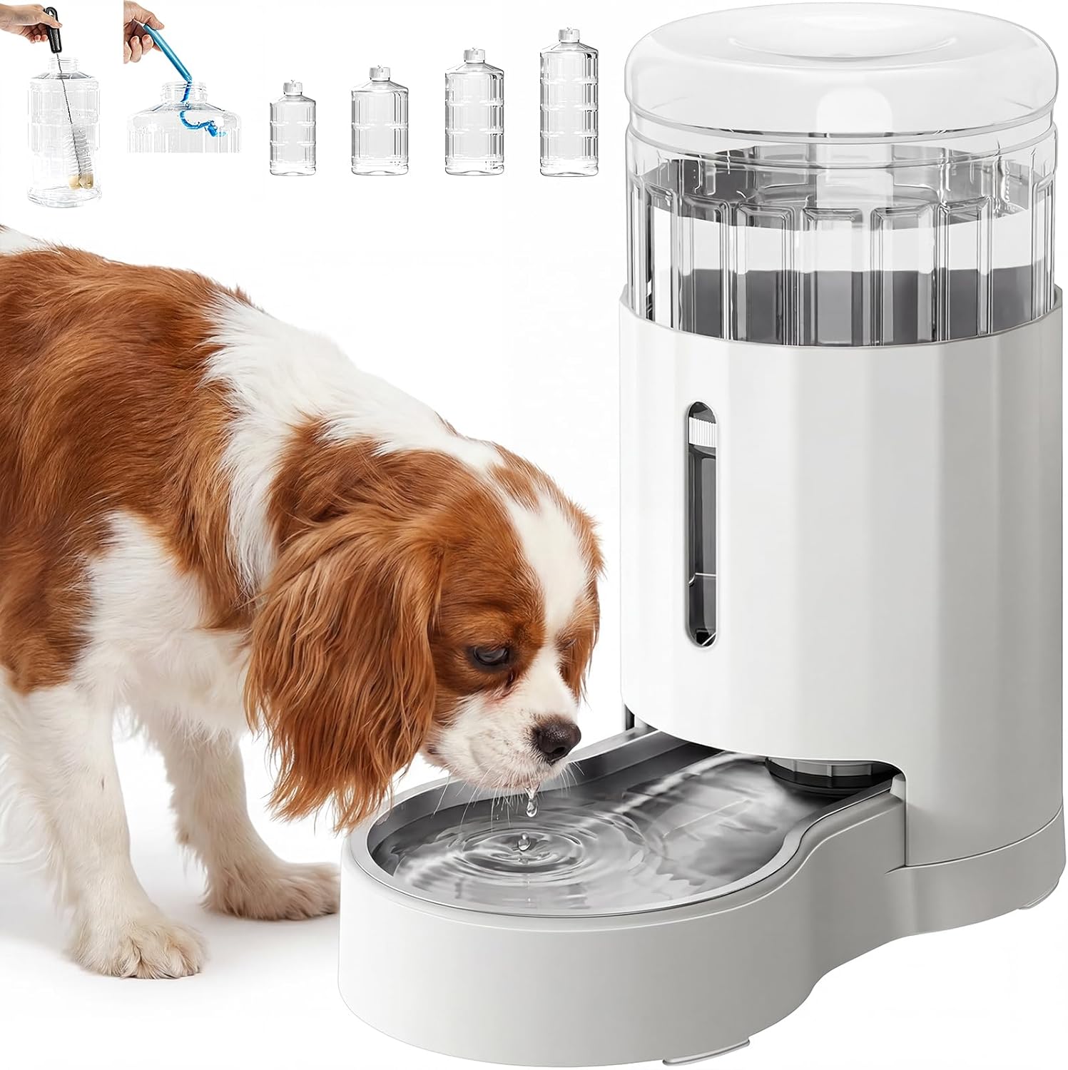 CZPET Dog Water Bowl Dispenser 8L, Wider Mouth & Upgraded Brush for Easy Cleaning Automatic Cat Gravity Refilling Waterer with Removable Stainless Steel Bowl, Large Drinking Area for Multi-Pet (Black) - Image 10