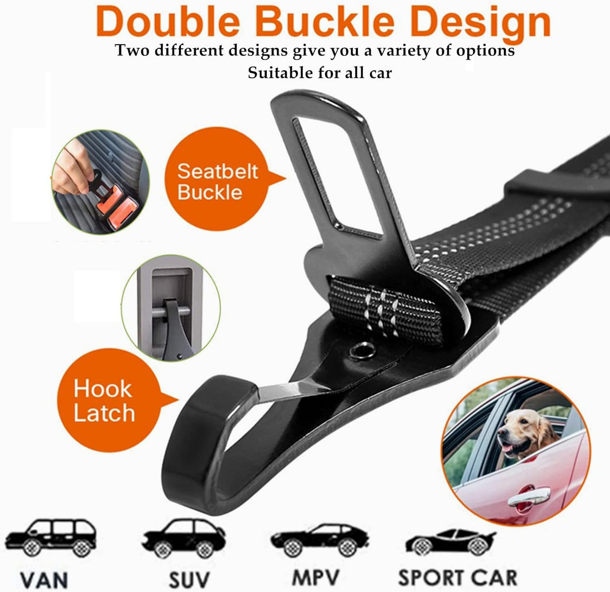 Close up of Jorohiker dog car safety belt buckle mechanism
