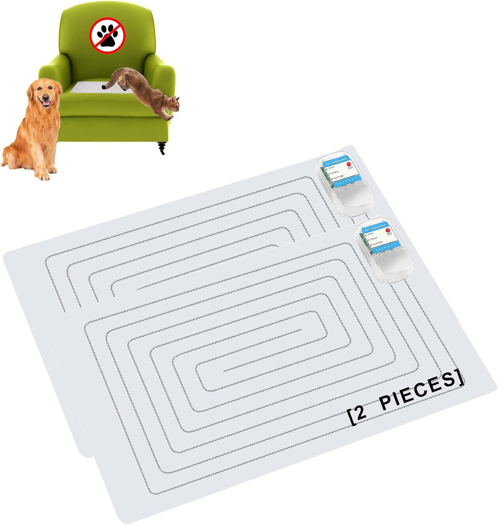 SEERWAY Scat Pet Shock Mat 2 Pieces, Shock Pads for Dogs and Cats Training Indoor, Electric Repellent Mat Keeps Pets Off Couch, Sofa, Countertop, 3 Modes, 2 Pieces Same Size, Battery Operated - Image 9