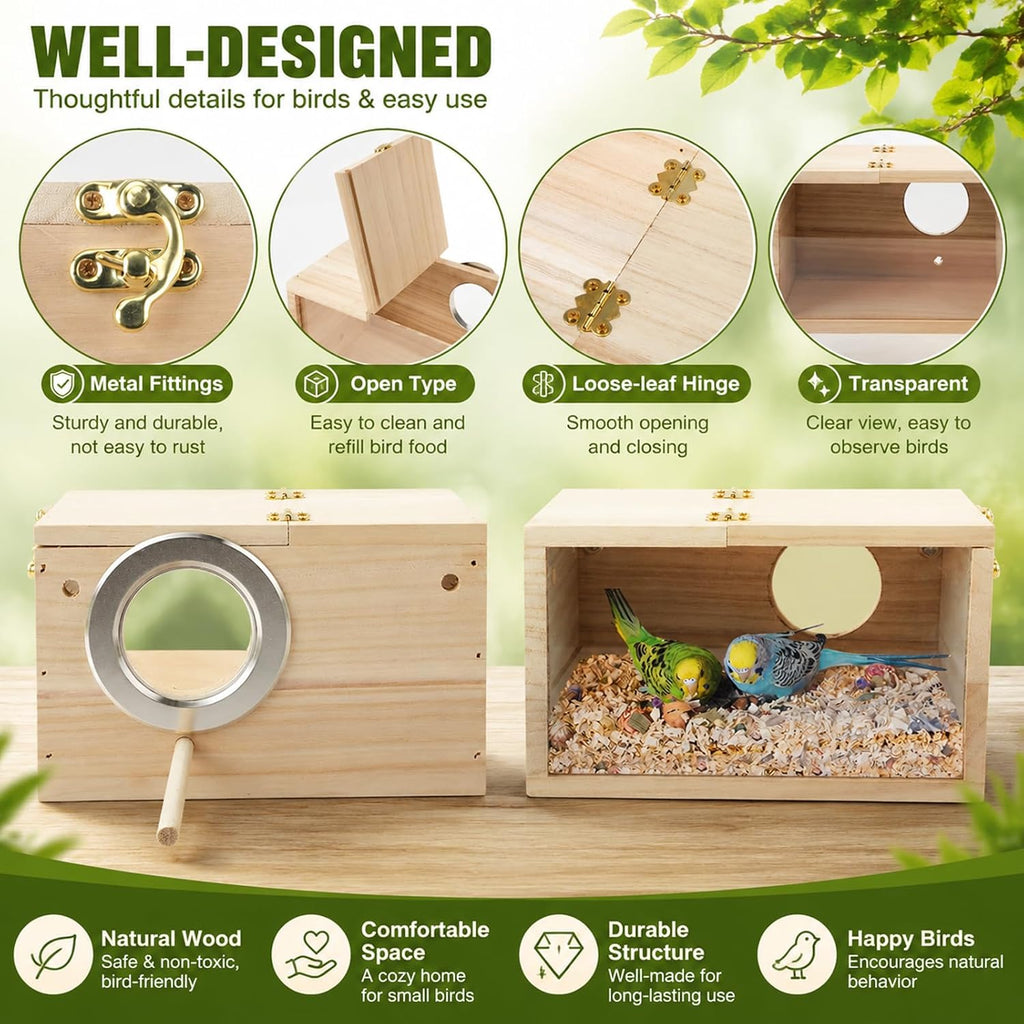 Rypet Parakeet Nesting Box, Cockatiel Bird Nest Box with Perch(S) - Image 3
