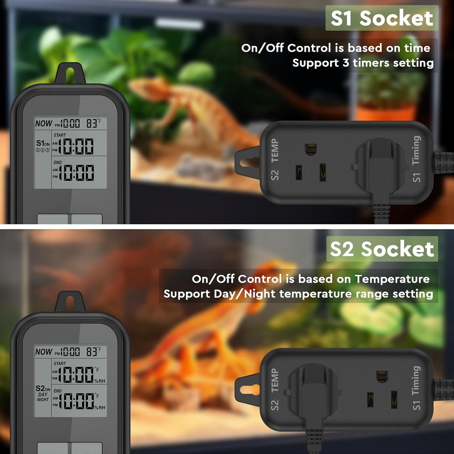 REPTITRIP dual socket temperature controller for terrarium light timer setup