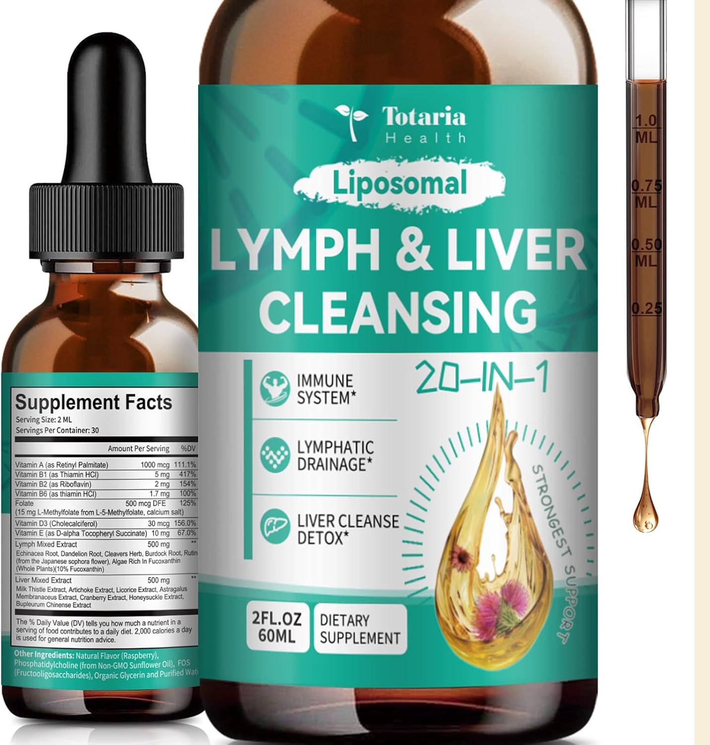 Totaria Strongest Lymph-Liver Cleanse Detox Liposomal Milk Thistle bottle front view