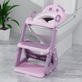 Gliizee Mall potty training seat front view with purple ladder steps on western toilet