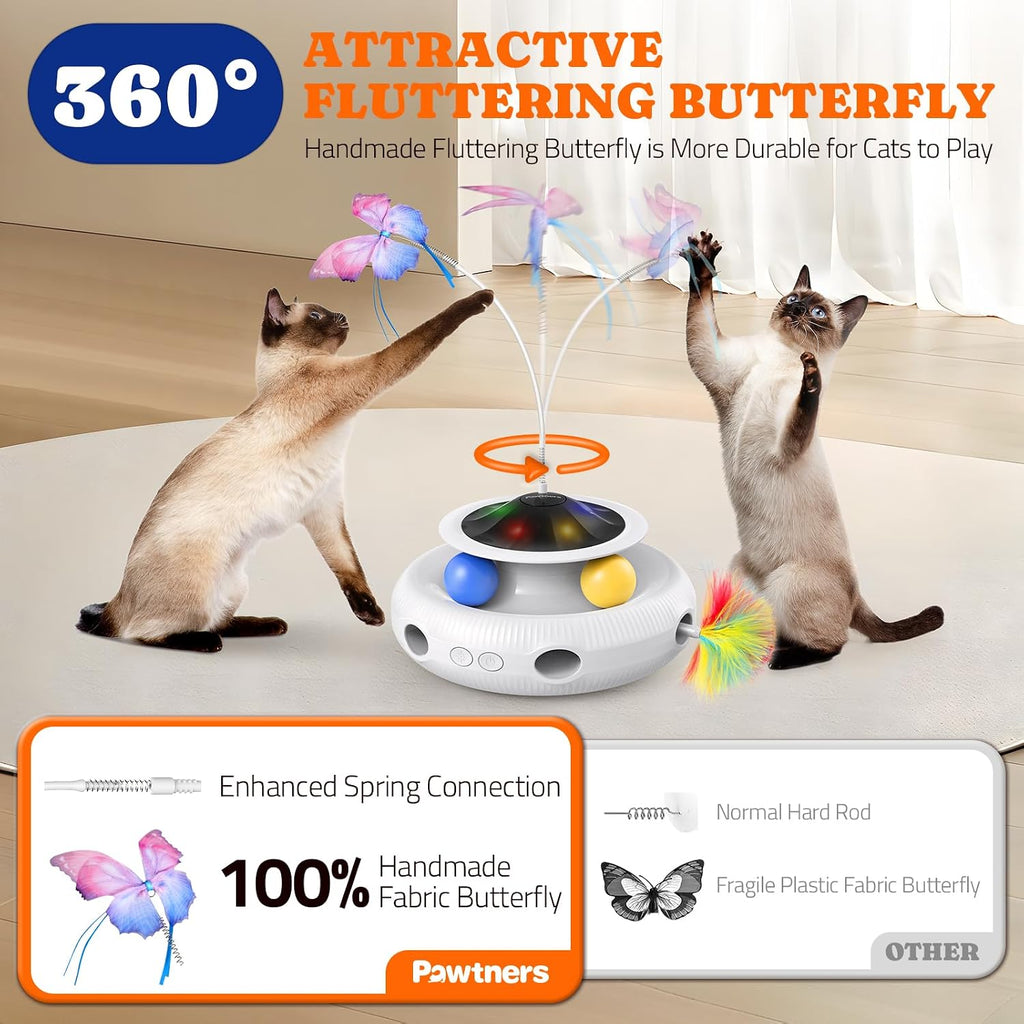 Premium ABS plastic automatic cat toy with a non-slip silicone base design