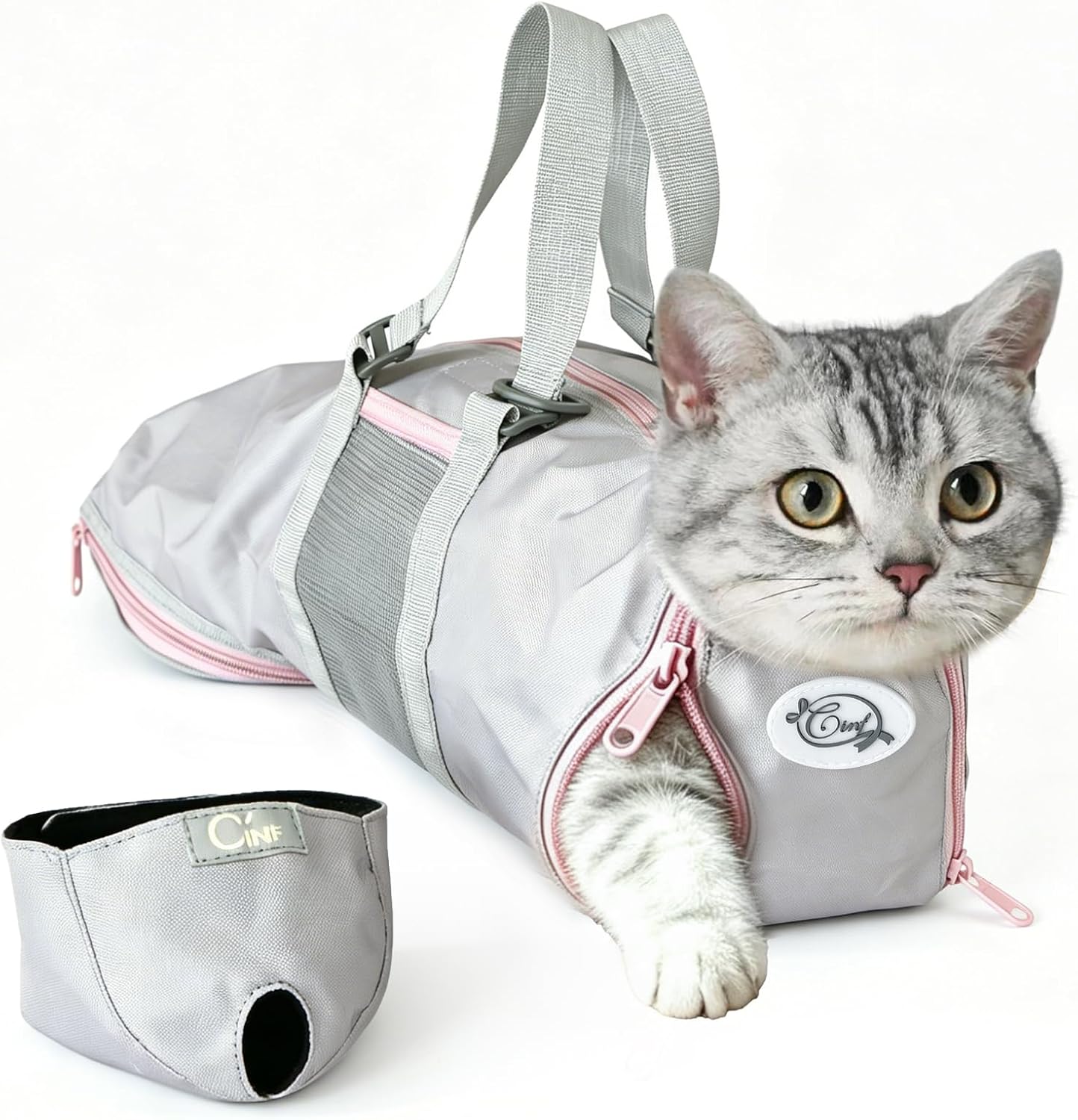 Cinf Cat Nail Clipping Cleaning Grooming Restraint Bag Free Muzzle No Scratching Biting for Bathing Nail Trimming Injecting Examining(Black,M) - Image 14