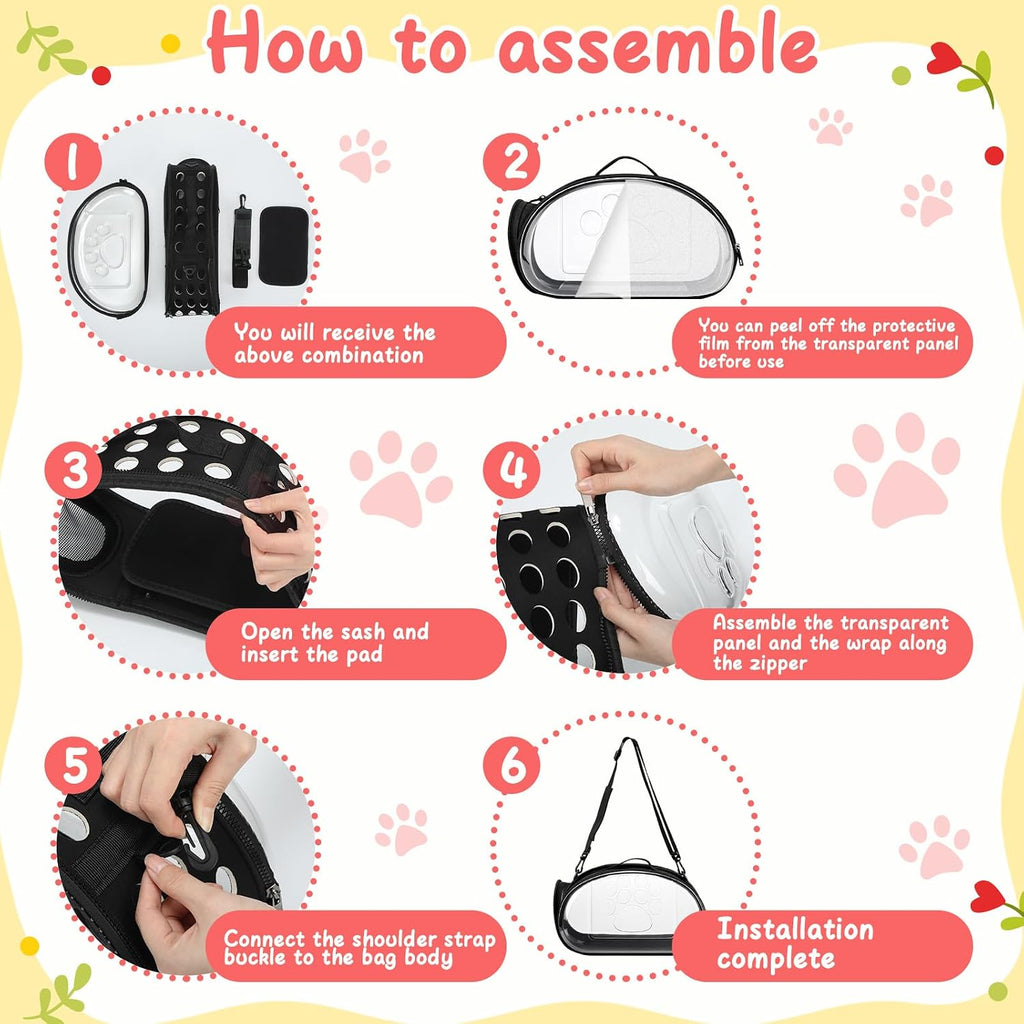 Hsei Small Pet Carrier Bag Portable Small Animal Travel Bag with Clear Side Panel Shoulder Strap for Hamster Chinchilla Rabbit Hedgehog Sugar Bird Lizard - Image 3
