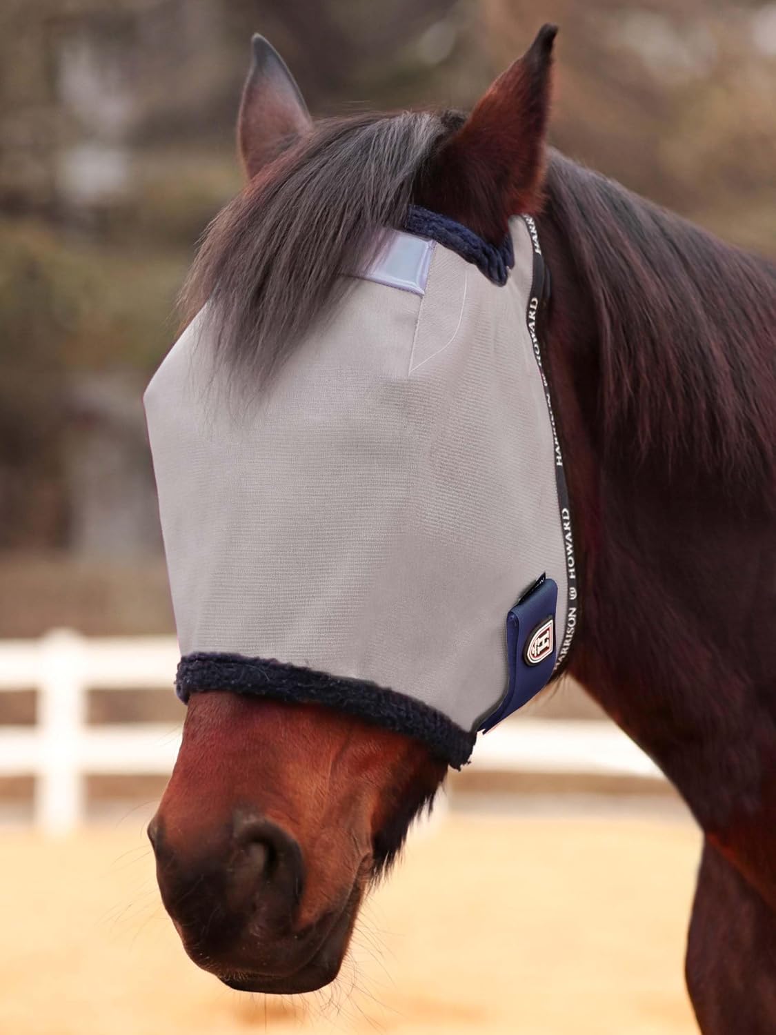 Harrison Howard Reinforced Horse Fly Mask with Mirror PVC Brow Support, Enhanced Eye Space, UV Protection Purple M - Image 10