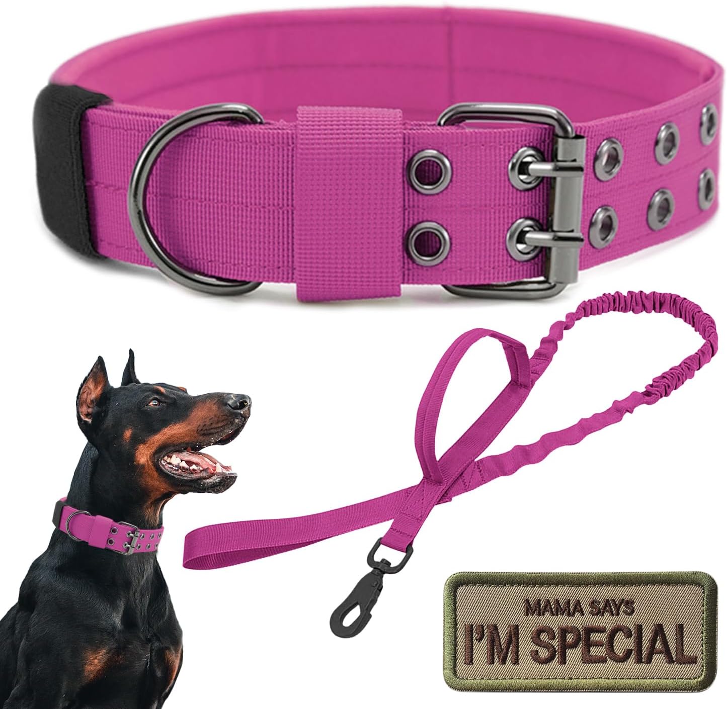 Tactical Dog Collar Military Adjustable Dog Collars Soft Nylon Training Collar with Patch Heavy Duty Metal Buckle Collars for Medium Large Dogs (Black, L) - Image 13