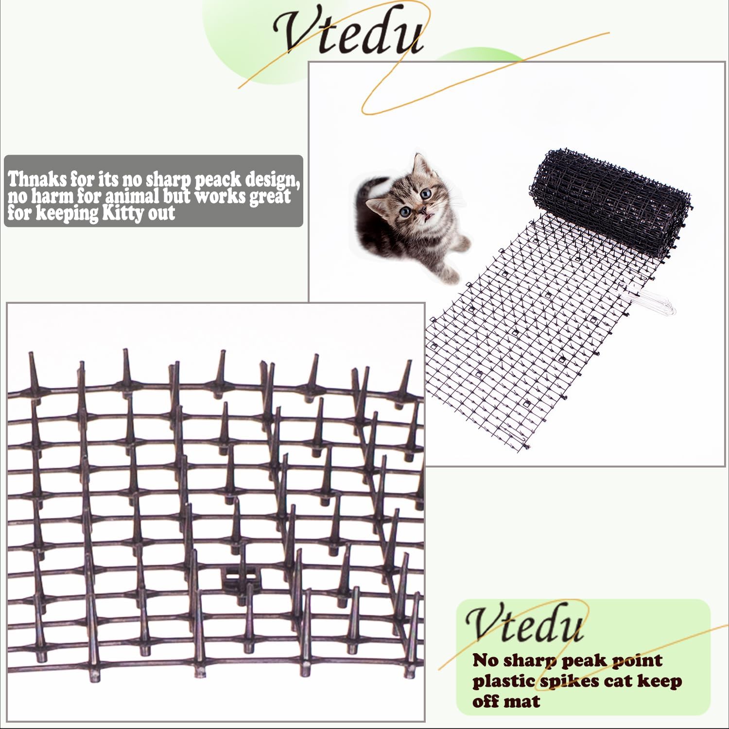 Humane plastic spike deterrent mat for small animals