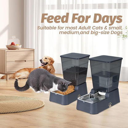 Heavy duty gravity dog water dispenser with stainless steel bowl