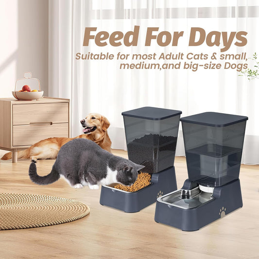 Heavy duty gravity dog water dispenser with stainless steel bowl