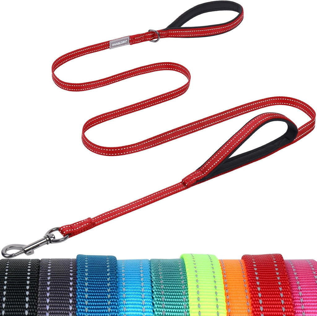 VIVAGLORY Dog Leash Twingrip Double Handle Dog Leash with Traffic Handle Control & 2 Loop for Walking & Training, Reflective Heavy Duty for Puppy Pet Collar, 6ft x 1in, Black - Image 13