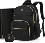 MOMUVO diaper bag backpack front view in black