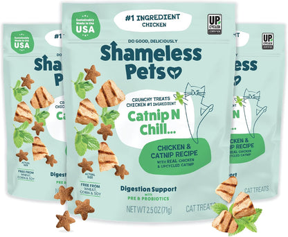 Shameless Pets Crunchy Cat Snacks & Treats - Healthy Cat Treats for Indoor Cats & Kittens with Catnip, Real Chicken & Digestive Support, Catnip N Chill (12 oz) - Image 11