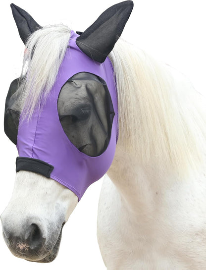 Horse Fly Mask with Ears - Large Eye Space for Full Vision, Breathable Stretch Comfort Fit, UV Protection, Forelock Opening, Easy Pull-On Paleblue Full - Image 9