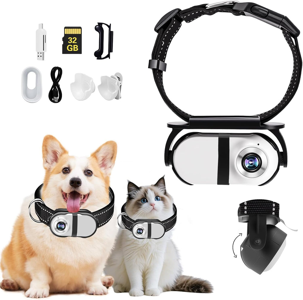 Prrprr HD 1080P cat camera collar front view
